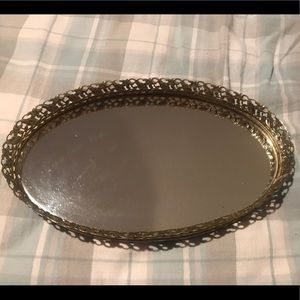 Gold mirrored vintage vanity makeup tray